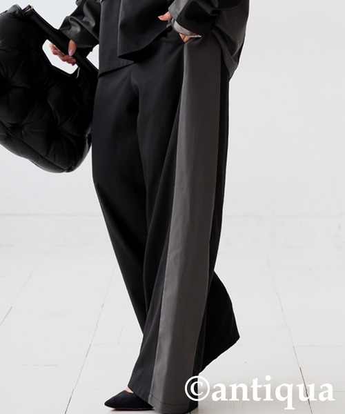 antiqua(アンティカ)の「配色切替 ワイドパンツ(その他パンツ・レディース・グレー/ブラック・MEDIUM/LARGE)」の4枚目の写真