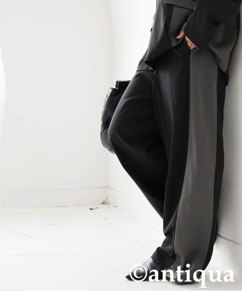 antiqua(アンティカ)の「配色切替 ワイドパンツ(その他パンツ・レディース・グレー/ブラック・MEDIUM/LARGE)」の5枚目の写真