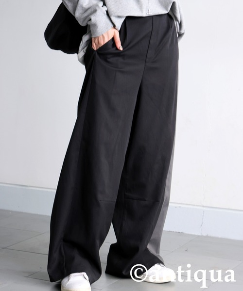 antiqua(アンティカ)の「配色切替 ワイドパンツ(その他パンツ・レディース・グレー/ブラック・MEDIUM/LARGE)」の6枚目の写真