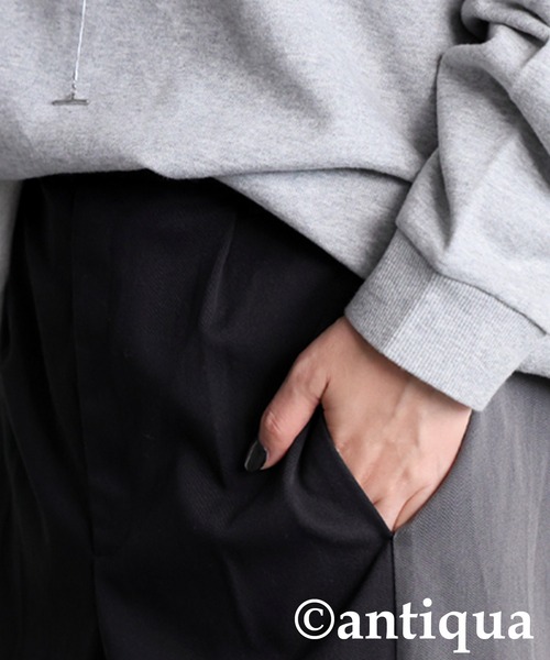 antiqua(アンティカ)の「配色切替 ワイドパンツ(その他パンツ・レディース・グレー/ブラック・MEDIUM/LARGE)」の7枚目の写真