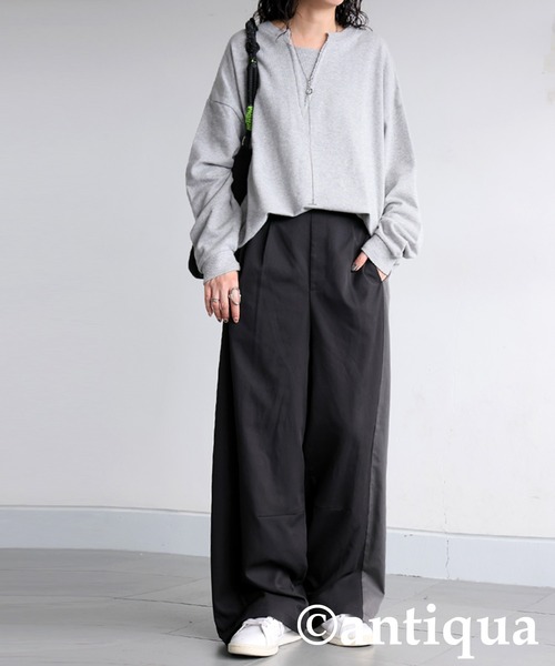 antiqua(アンティカ)の「配色切替 ワイドパンツ(その他パンツ・レディース・グレー/ブラック・MEDIUM/LARGE)」の8枚目の写真