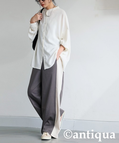 antiqua(アンティカ)の「配色切替 ワイドパンツ(その他パンツ・レディース・グレー/ブラック・MEDIUM/LARGE)」の9枚目の写真