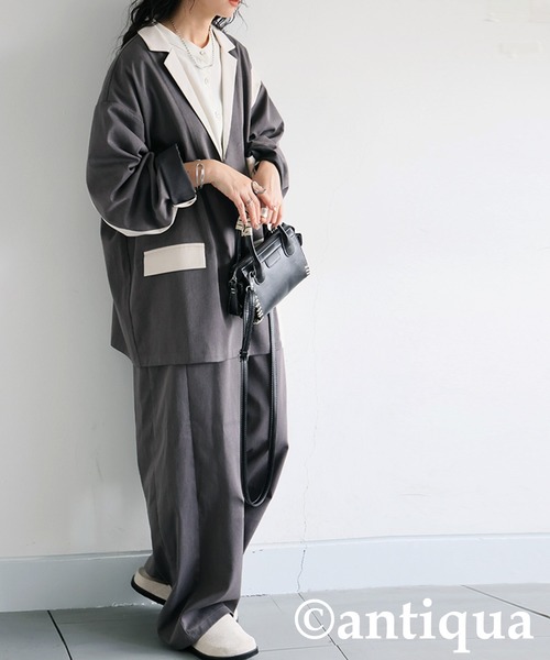 antiqua(アンティカ)の「配色切替 ワイドパンツ(その他パンツ・レディース・グレー/ブラック・MEDIUM/LARGE)」の14枚目の写真