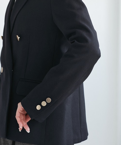 レディハンサムシリーズ ウールライク金ボタンジャケット(半裏地