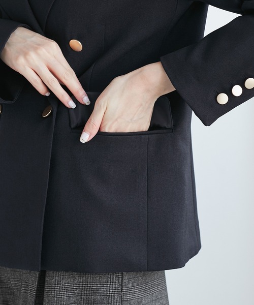 レディハンサムシリーズ ウールライク金ボタンジャケット(半裏地