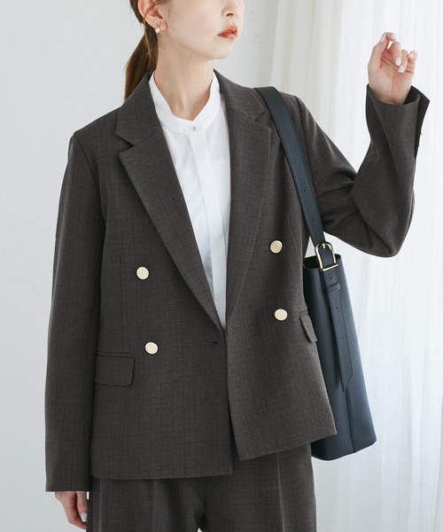 ROPE' PICNIC（ロペピクニック）の「レディハンサムシリーズ ウールライク金ボタンジャケット(半裏地)/セットアップ・通勤対応（テーラードジャケット・レディース・グレー/ネイビー/ブラック系その他/ライトグレー/ベージュ系その他2・M/L）」の10枚目の写真