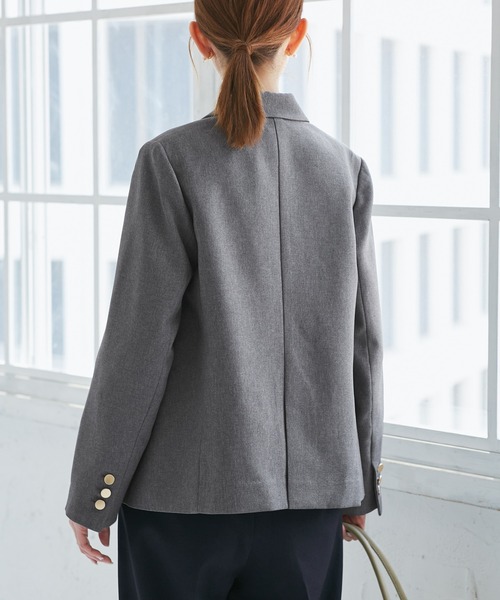 レディハンサムシリーズ ウールライク金ボタンジャケット(半裏地