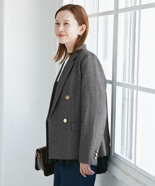 ROPE' PICNIC（ロペピクニック）の「レディハンサムシリーズ ウールライク金ボタンジャケット(半裏地)/セットアップ・通勤対応（テーラードジャケット・レディース・グレー/ネイビー/ブラック系その他/ライトグレー/ベージュ系その他2・M/L）」の22枚目の写真