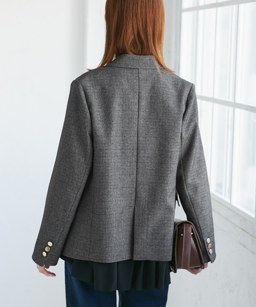 ROPE' PICNIC（ロペピクニック）の「レディハンサムシリーズ ウールライク金ボタンジャケット(半裏地)/セットアップ・通勤対応（テーラードジャケット・レディース・グレー/ネイビー/ブラック系その他/ライトグレー/ベージュ系その他2・M/L）」の21枚目の写真