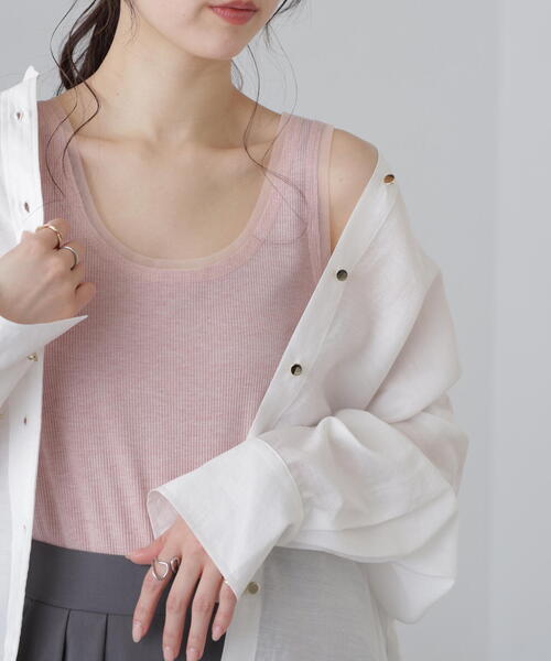 FREE'S MART（フリーズマート）の「［MFM］チュールラメタンクカットソー（Tシャツ/カットソー・レディース・グレー系その他2/ホワイト/ピンク/グレー系その他・FREE）」の4枚目の写真