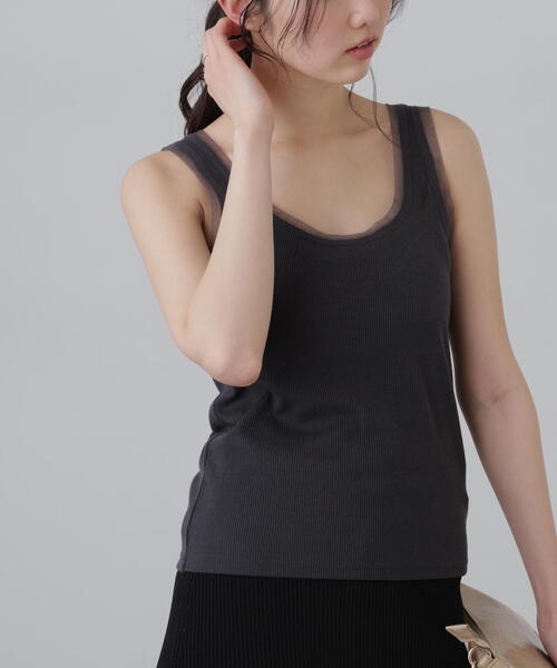 FREE'S MART（フリーズマート）の「［MFM］チュールラメタンクカットソー（Tシャツ/カットソー・レディース・グレー系その他2/ホワイト/ピンク/グレー系その他・FREE）」の3枚目の写真
