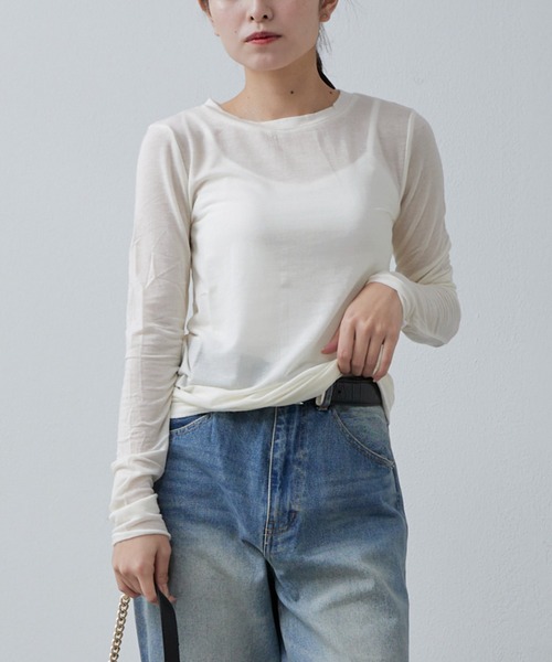 Lui's(ルイス)の「カシミヤソフトクルーネックニット(ニット/セーター・レディース・オフホワイト/ブラック/グレー/ライトグレー・FREE)」の12枚目の写真