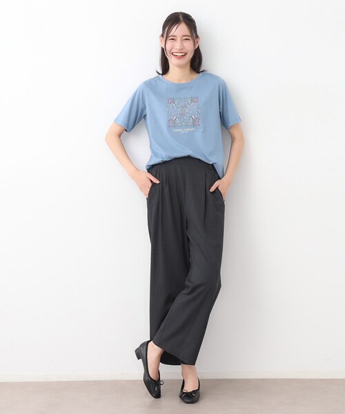 LAURA ASHLEY(ローラアシュレイ)の「【ストレッチ/ウエストゴム/毛羽立ちにくい】サイロドライギャバ トラウザー(その他パンツ・レディース・チャコールグレー/ベージュ・38/40)」の4枚目の写真