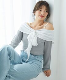 MAJESTIC LEGON | オフショルリボントップス(Tシャツ/カットソー)