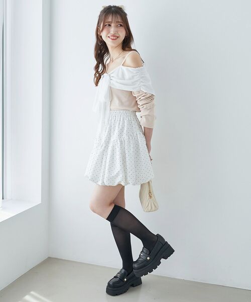 MAJESTIC LEGON（マジェスティックレゴン）の「オフショルリボントップス（Tシャツ/カットソー・レディース・グレー/ブラック/ピンク・MEDIUM）」の6枚目の写真