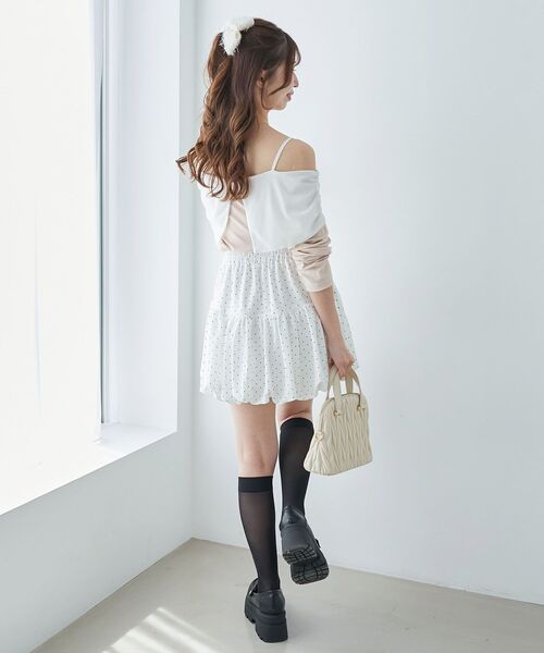 MAJESTIC LEGON（マジェスティックレゴン）の「オフショルリボントップス（Tシャツ/カットソー・レディース・グレー/ブラック/ピンク・MEDIUM）」の7枚目の写真