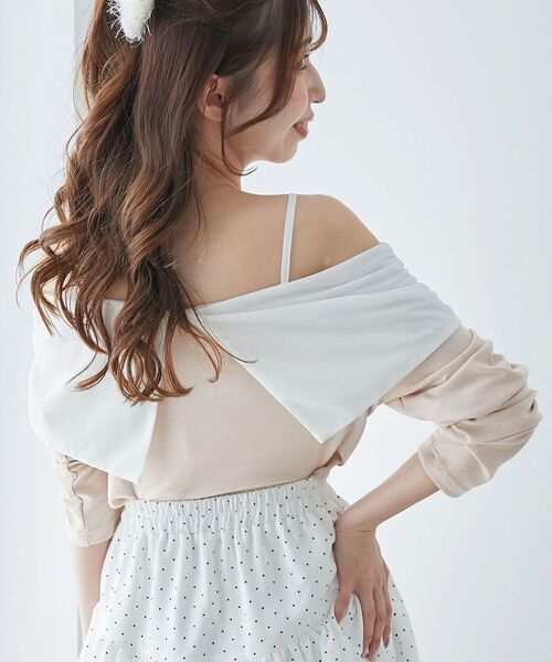 MAJESTIC LEGON（マジェスティックレゴン）の「オフショルリボントップス（Tシャツ/カットソー・レディース・グレー/ブラック/ピンク・MEDIUM）」の10枚目の写真