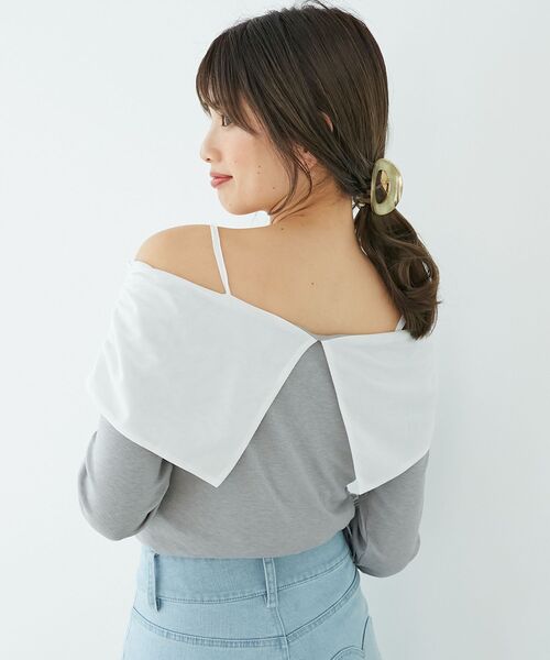 MAJESTIC LEGON（マジェスティックレゴン）の「オフショルリボントップス（Tシャツ/カットソー・レディース・グレー/ブラック/ピンク・MEDIUM）」の18枚目の写真