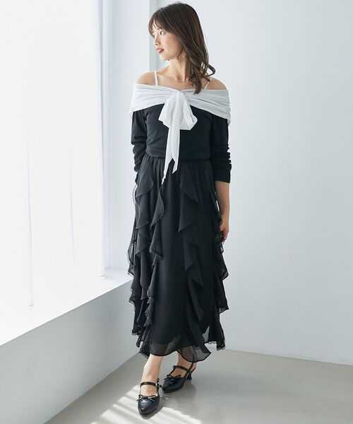 MAJESTIC LEGON（マジェスティックレゴン）の「オフショルリボントップス（Tシャツ/カットソー・レディース・グレー/ブラック/ピンク・MEDIUM）」の19枚目の写真