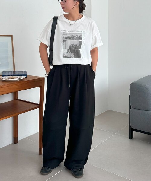 DISCOAT(ディスコート)の「【ユニセックス】ワンポイント刺繍バレルレッグスウェットパンツ(スウェットパンツ・レディース・ブラウン/グレー/ブラック・MEDIUM/LARGE)」の12枚目の写真