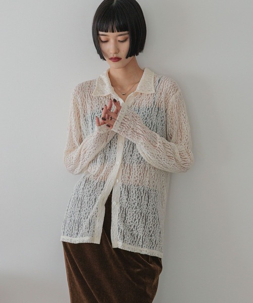 LOWRYS FARM（ローリーズファーム）の「レースポロカーディガンＬＳ 588953（Tシャツ/カットソー・レディース・ホワイト/ブラック・FREE）」の6枚目の写真