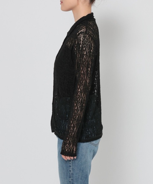 LOWRYS FARM（ローリーズファーム）の「レースポロカーディガンＬＳ 588953（Tシャツ/カットソー・レディース・ホワイト/ブラック・FREE）」の9枚目の写真