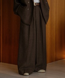 soerte(ソエルテ)のWide straight herringbone tweed slacks/ワイドストレートヘリンボーンスラックス(スラックス)