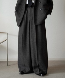 soerte(\Ge)Wide straight herringbone tweed slacks/ChXg[gw{[XbNX(XbNX)