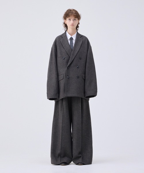 soerte（ソエルテ）の「Wide straight herringbone tweed slacks/ワイドストレートヘリンボーンスラックス（スラックス・メンズ・ブラック/ブラウン・1/2/3）」の22枚目の写真