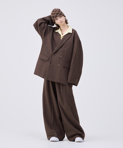 soerte（ソエルテ）の「Wide straight herringbone tweed slacks/ワイドストレートヘリンボーンスラックス（スラックス・メンズ・ブラック/ブラウン・1/2/3）」の9枚目の写真