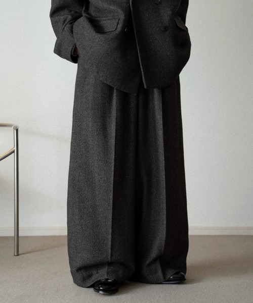 soerte（ソエルテ）の「Wide straight herringbone tweed slacks/ワイドストレートヘリンボーンスラックス（スラックス・メンズ・ブラック/ブラウン・1/2/3）」の19枚目の写真