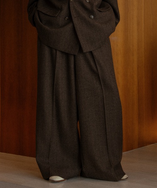 soerte Wide straight slacks チャコール Wide straight herringbone