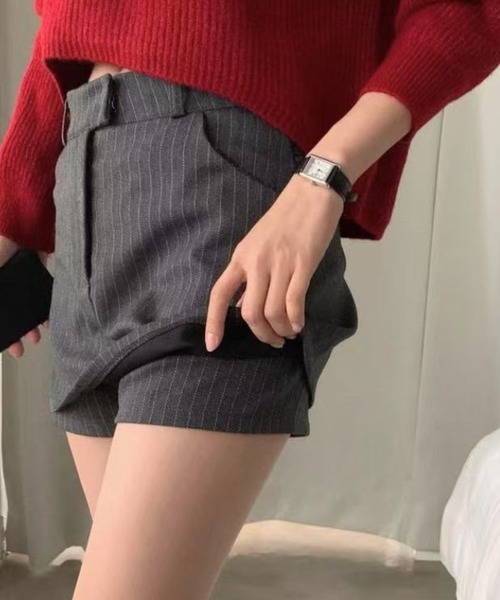 AsRiRe（アスリレイ）の「ストライプ柄スカートパンツ（スカート・レディース・ブラック/グレー・M/S/L）」の11枚目の写真