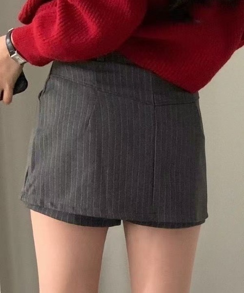 AsRiRe（アスリレイ）の「ストライプ柄スカートパンツ（スカート・レディース・ブラック/グレー・M/S/L）」の14枚目の写真