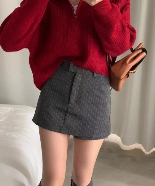 AsRiRe（アスリレイ）の「ストライプ柄スカートパンツ（スカート・レディース・ブラック/グレー・M/S/L）」の16枚目の写真