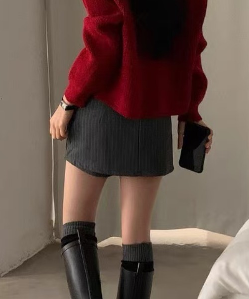 AsRiRe（アスリレイ）の「ストライプ柄スカートパンツ（スカート・レディース・ブラック/グレー・M/S/L）」の17枚目の写真