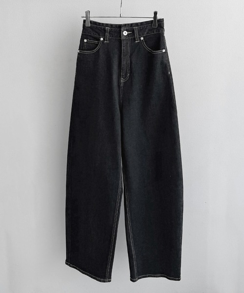 callautia（カラウティア）の「ハイウエストワイドカーブデニム（デニムパンツ・レディース・ネイビー・マルチサイズ）」の9枚目の写真