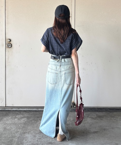 ISOOK(アイスー)の「【ISOOK / アイスー】シアーチェック半袖シャツ / チェックシャツ シアーシャツ シアートップス コンパクトシャツ 柄シャツ シースルー レギュラーカラー ショート丈 クロップド丈 短丈 半袖 チェック柄 ブルー アイボリー ネイビー 青 白 紺 ZOZOTOWN限定(シャツ/ブラウス・レディース・ブルー/ホワイト/ネイビー・FREE)」の16枚目の写真