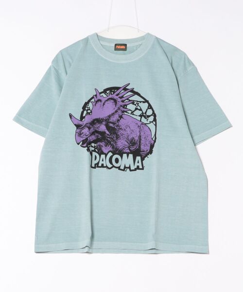 sunny branch(サニーブランチ)の「★PaCoMa/パコマ★Styraco saurus TEE (ADULT)(Tシャツ/カットソー・メンズ・スミクロ/ライトグレー/オフホワイト/サックスブルー・LARGE)」の4枚目の写真