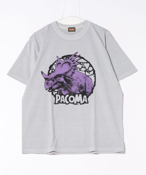 sunny branch(サニーブランチ)の「★PaCoMa/パコマ★Styraco saurus TEE (ADULT)(Tシャツ/カットソー・メンズ・スミクロ/ライトグレー/オフホワイト/サックスブルー・LARGE)」の3枚目の写真
