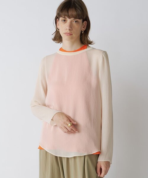 Drawing Numbers(ドローイング ナンバーズ)の「【Drawing Numbers】トリアセポリシースルーブラウス(シャツ/ブラウス・レディース・グレイッシュベージュ/アイボリー/ブラック・38)」の2枚目の写真