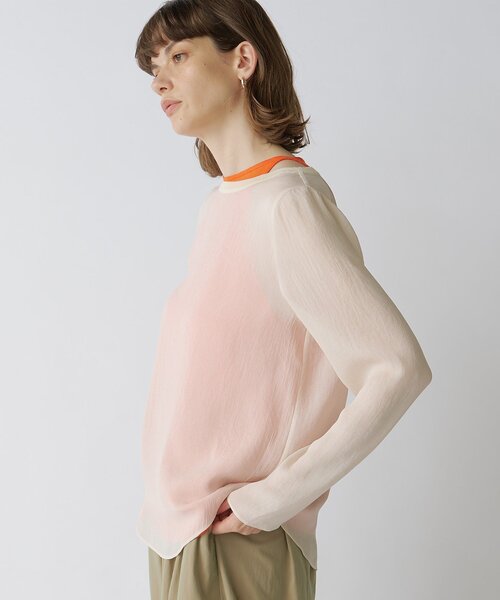 Drawing Numbers(ドローイング ナンバーズ)の「【Drawing Numbers】トリアセポリシースルーブラウス(シャツ/ブラウス・レディース・グレイッシュベージュ/アイボリー/ブラック・38)」の9枚目の写真