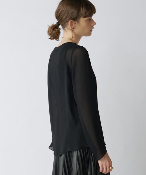 Drawing Numbers(ドローイング ナンバーズ)の「【Drawing Numbers】トリアセポリシースルーブラウス(シャツ/ブラウス・レディース・グレイッシュベージュ/アイボリー/ブラック・38)」の22枚目の写真