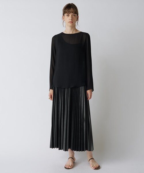 Drawing Numbers（ドローイング ナンバーズ）の「【Drawing Numbers】トリアセポリシースルーブラウス（シャツ/ブラウス・レディース・ブラック/アイボリー/グレイッシュベージュ・38）」の9枚目の写真