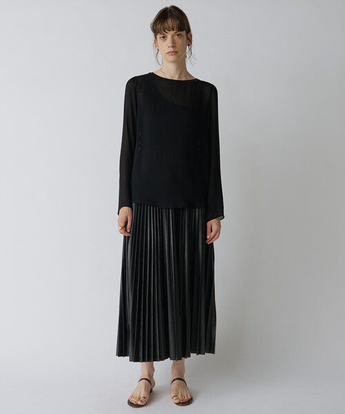 Drawing Numbers（ドローイング ナンバーズ）の「【Drawing Numbers】トリアセポリシースルーブラウス（シャツ/ブラウス・レディース・ブラック/アイボリー/グレイッシュベージュ・38）」の10枚目の写真