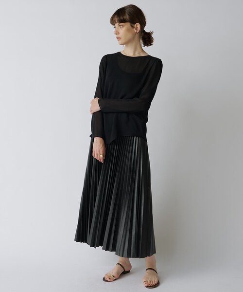 Drawing Numbers（ドローイング ナンバーズ）の「【Drawing Numbers】トリアセポリシースルーブラウス（シャツ/ブラウス・レディース・ブラック/アイボリー/グレイッシュベージュ・38）」の11枚目の写真