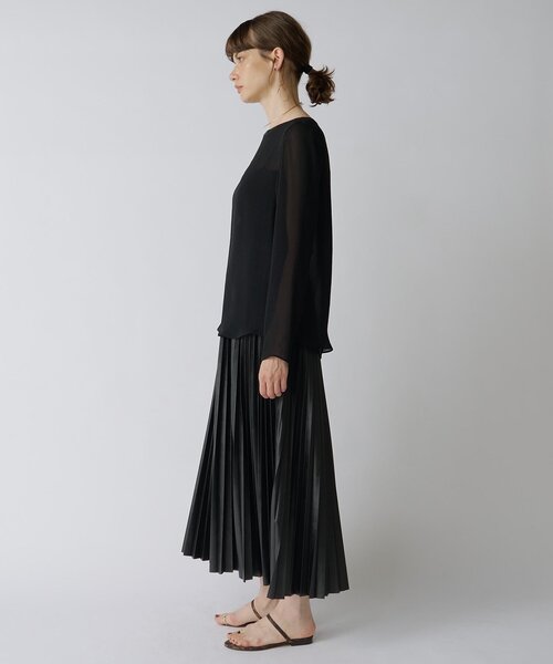 Drawing Numbers（ドローイング ナンバーズ）の「【Drawing Numbers】トリアセポリシースルーブラウス（シャツ/ブラウス・レディース・ブラック/アイボリー/グレイッシュベージュ・38）」の12枚目の写真