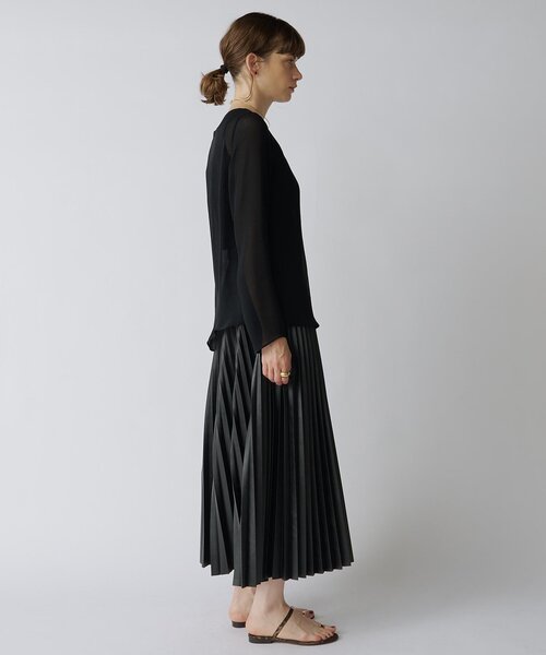 Drawing Numbers（ドローイング ナンバーズ）の「【Drawing Numbers】トリアセポリシースルーブラウス（シャツ/ブラウス・レディース・ブラック/アイボリー/グレイッシュベージュ・38）」の14枚目の写真