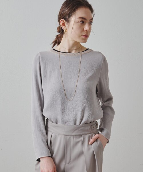 Drawing Numbers（ドローイング ナンバーズ）の「【Drawing Numbers】トリアセポリシースルーブラウス（シャツ/ブラウス・レディース・ブラック/アイボリー/グレイッシュベージュ・38）」の15枚目の写真