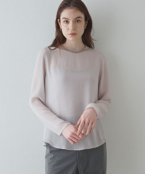 Drawing Numbers（ドローイング ナンバーズ）の「【Drawing Numbers】トリアセポリシースルーブラウス（シャツ/ブラウス・レディース・ブラック/アイボリー/グレイッシュベージュ・38）」の18枚目の写真